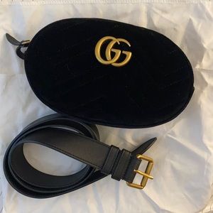 Gucci Marmont belt bag black velvet
